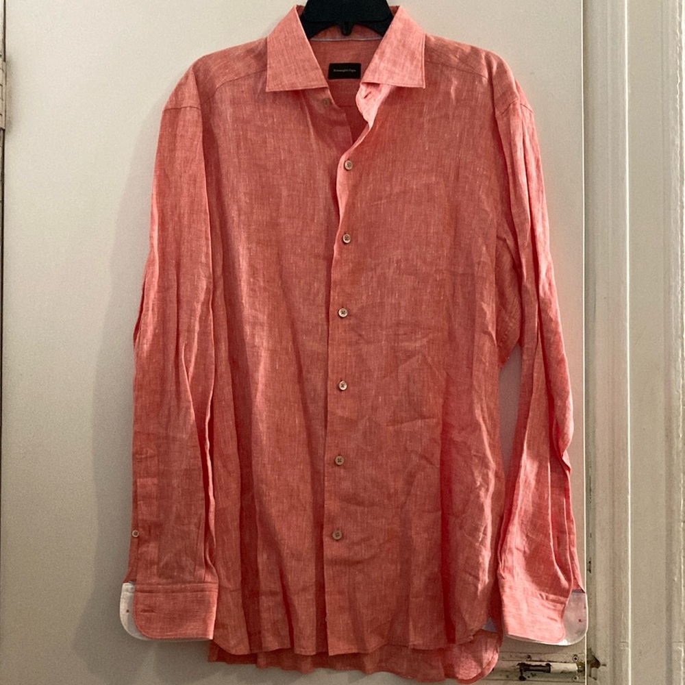 Ermenegildo Zegna coral linen shirt NWOT